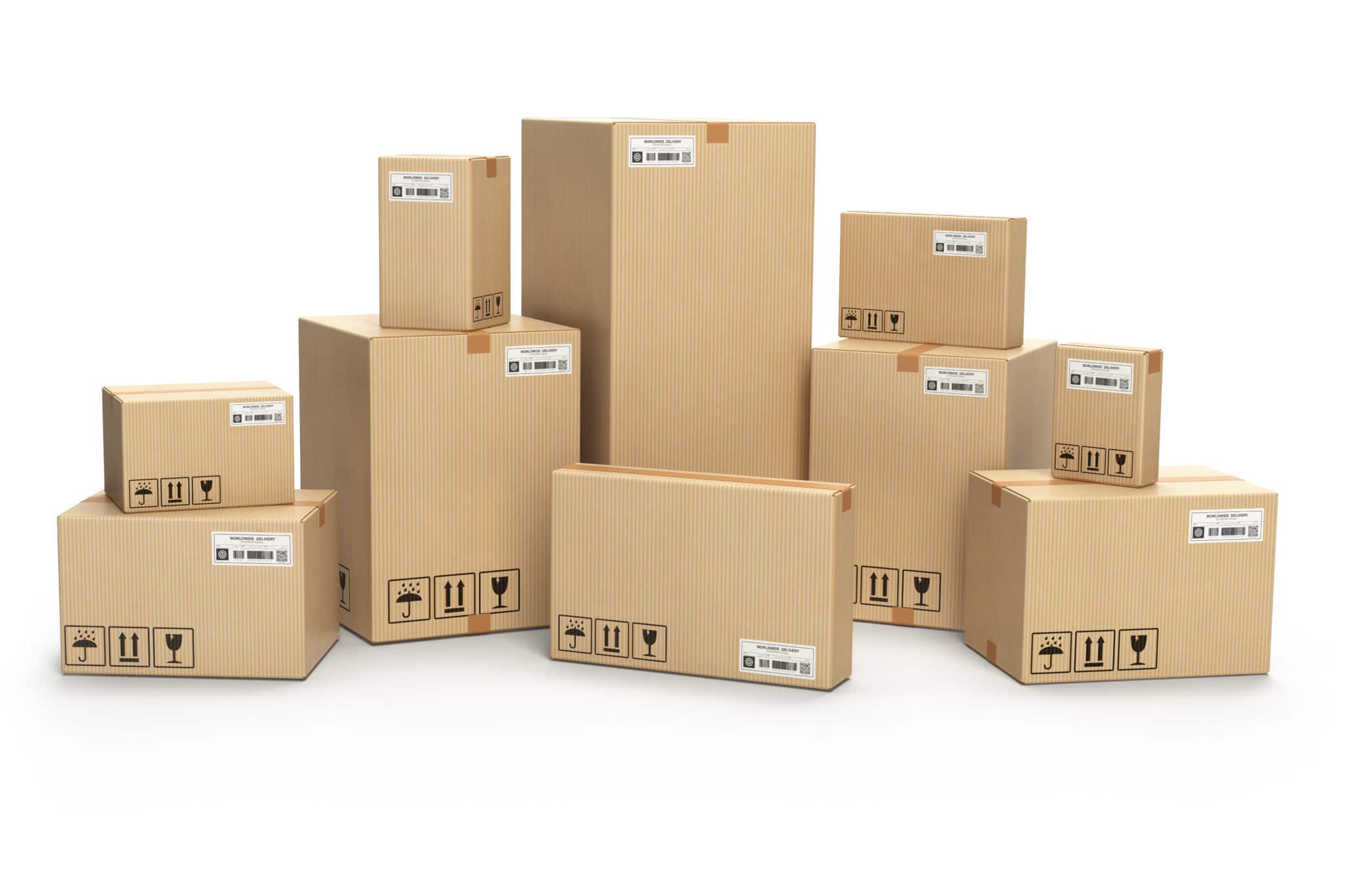 Cardboard boxes. Delivery, cargo, logistic and warehouse storage concept.